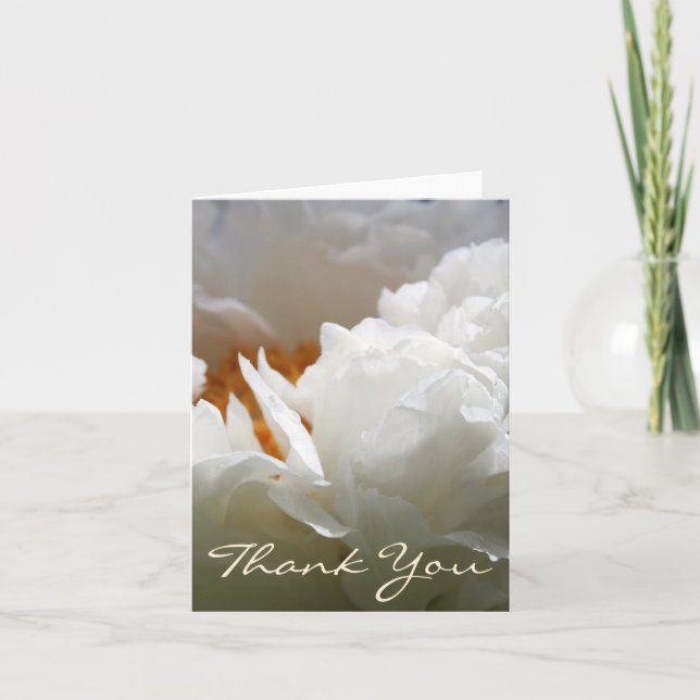 White Peony Floral Photography Thank You Note card (Front)