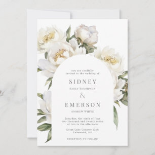 White Peony Floral Wedding Arch Invitation