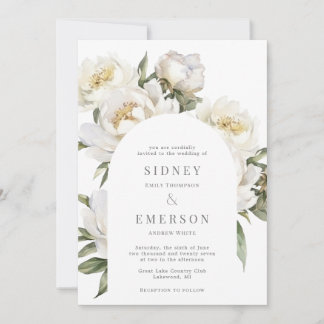 White Peony Floral Wedding Arch Invitation