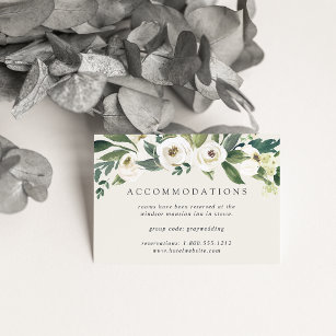 White Peony   Floral Wedding Hotel Accommodations Enclosure Card