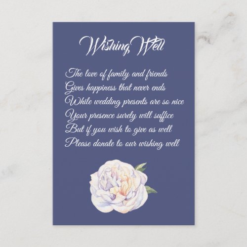 White Peony Floral Wedding Wishing Well Cards