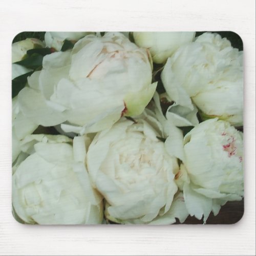 White Peony Flower Buds Mouse Pad