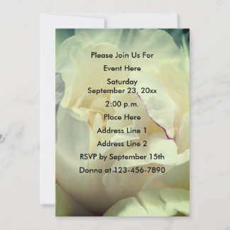 White Peony Flower Petals Invitation