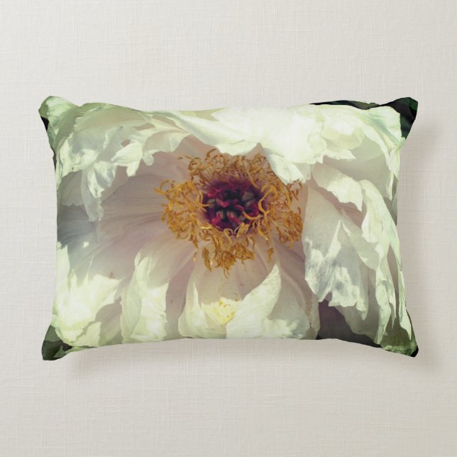 White Peony Flower Petals With Pollen   Accent Pillow (Front)