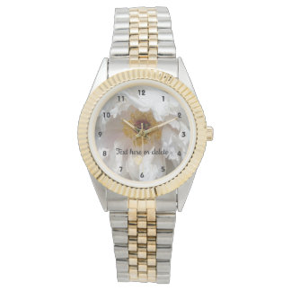 White Peony Flower Petals With Pollen Personalized Watch