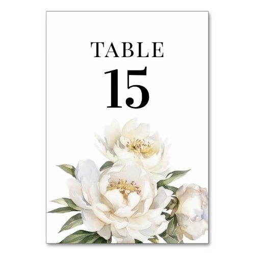 White Peony flower  Table Number