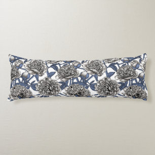 White peony flowers body pillow