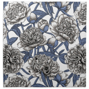 White peony flowers cloth napkin
