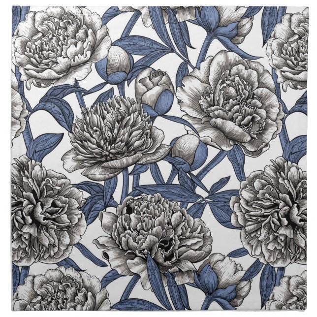 White peony flowers cloth napkin (Front)