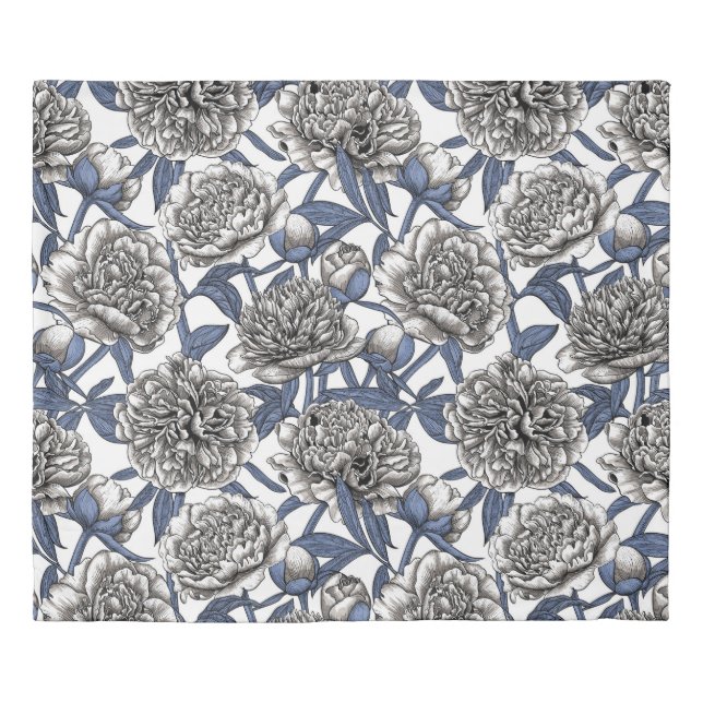 White peony flowers duvet cover (Front)