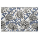 White peony flowers fabric