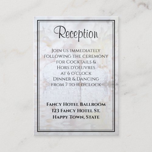 White Peony Flowers  Hearts Wedding Reception Enclosure Card