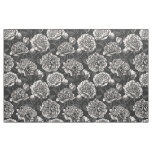 White peony flowers on dark gray fabric