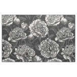 White peony flowers on dark gray fabric