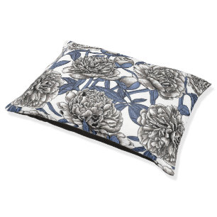 White peony flowers pet bed