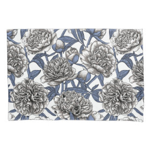 White peony flowers pillow case