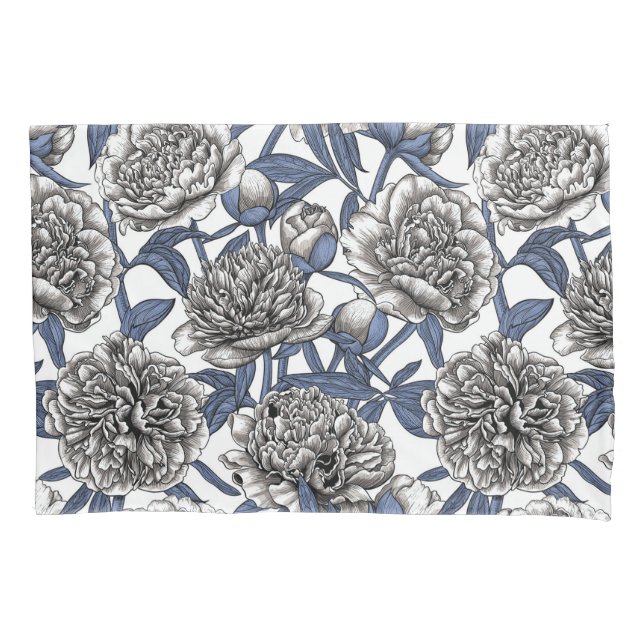 White peony flowers pillow case (Front-Left)