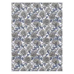 White peony flowers tablecloth