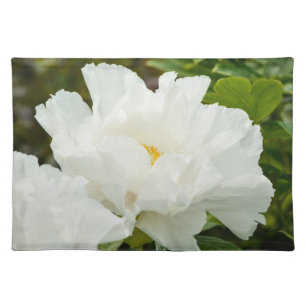 White Peony Garden Flowers Cloth Placemat