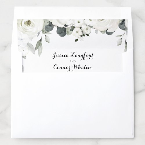 White Peony Greenery Wedding Envelope Liner