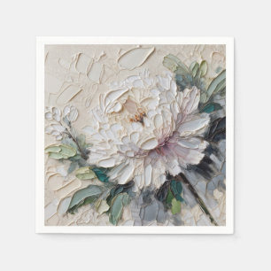 White Peony Impasto Art Napkins