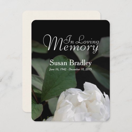 White Peony Memorial Funeral Announcement I