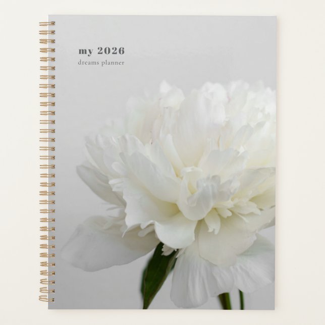 White Peony Minimalist Planner (Front)