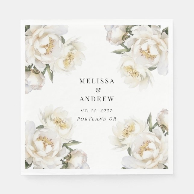 White Peony Napkins (Front)