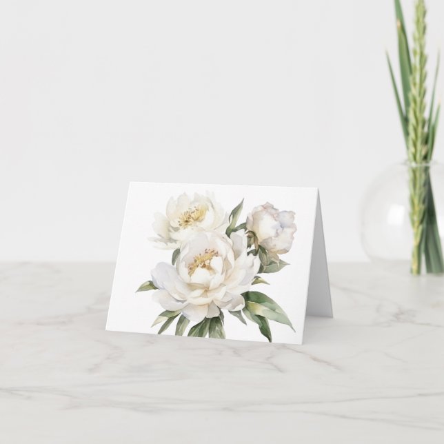 White Peony note  Card (Front)