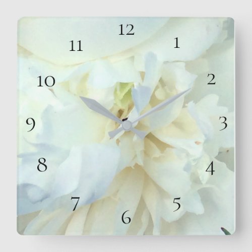  White Peony Photo with Blue Tinge Square Square Wall Clock