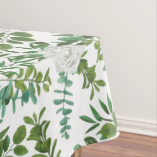 White Peony Rose Floral Wedding Tablecloth