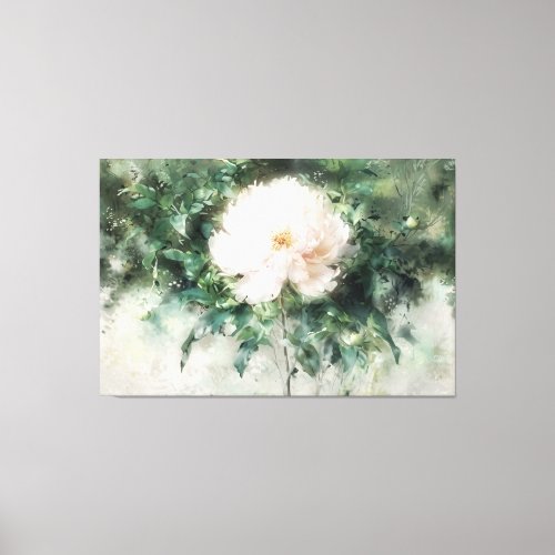  White PEONY TV2 Art Stretched Canvas Print