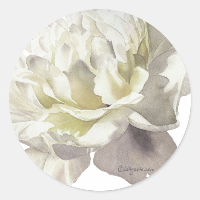 White Peony Wedding Invitation Seal (Front)