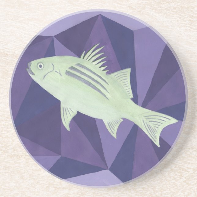 White Perch Drink Coaster (Front)