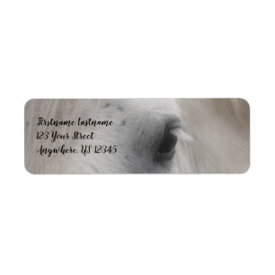 White Percheron Horse Eye Address Label
