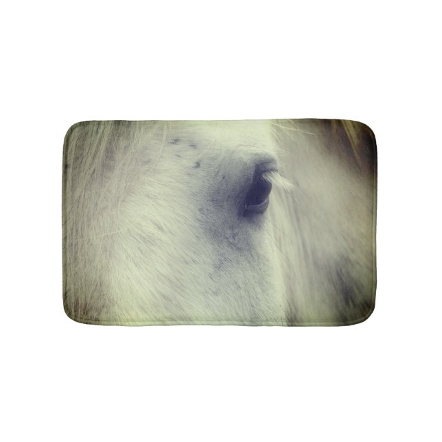 White Percheron Horse Eye Bath Mat (Front)