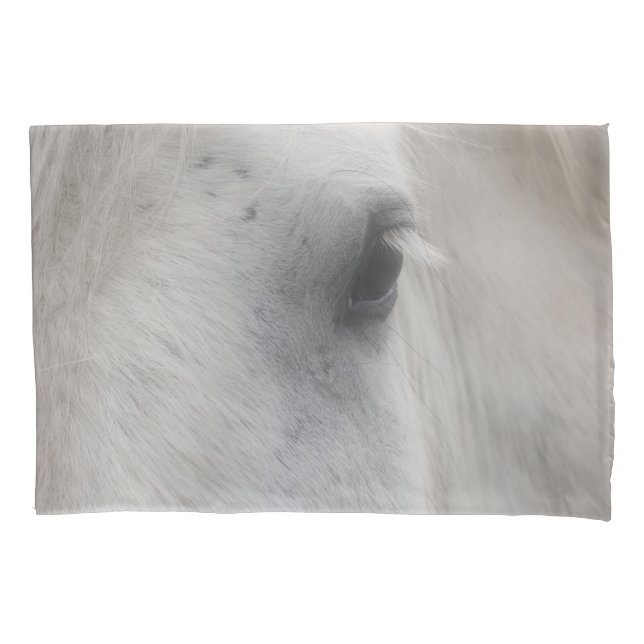 White Percheron Horse Eye  Pillow Case (Front)