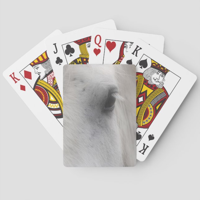 White Percheron Horse Eye  Poker Cards (Back)