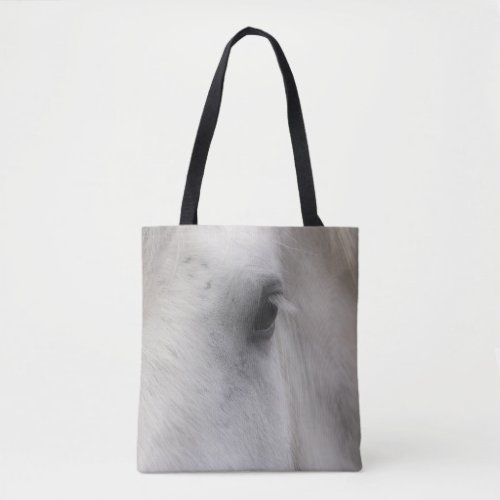 White Percheron Horse Eye  Tote Bag