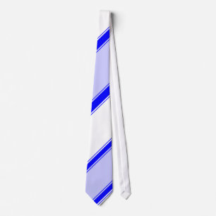 White Periwinkle and Blue Diagonally-Striped Neck Tie