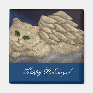 WHITE PERSIAN ANGEL CAT HOLIDAY Magnet