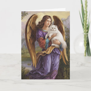 White Persian Cat Angel Sympathy Card