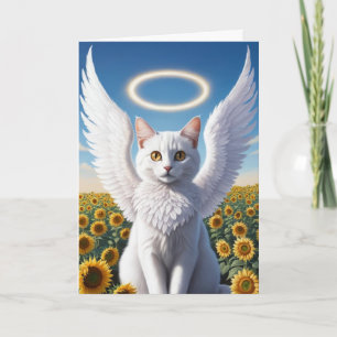 White Persian Cat Angel Sympathy Card