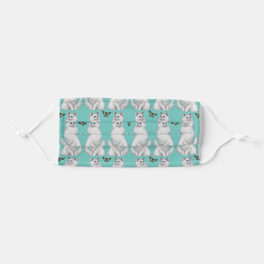 White Persian Cat Cloth FaceMask Adult Cloth Face Mask (Front, Folded)