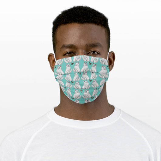 White Persian Cat Cloth FaceMask Adult Cloth Face Mask (Worn)