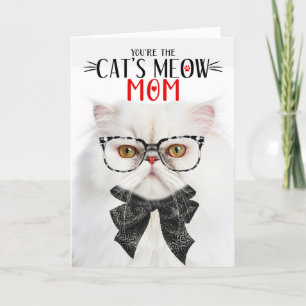 White Persian Cat for Mom on Mother's Day Holiday Card