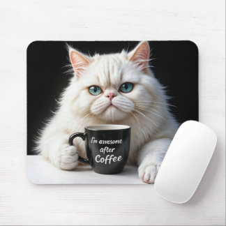 White Persian Cat Humor Mouse Pad