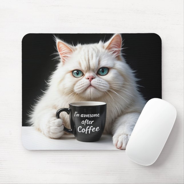 White Persian Cat Humor Mouse Pad (With Mouse)
