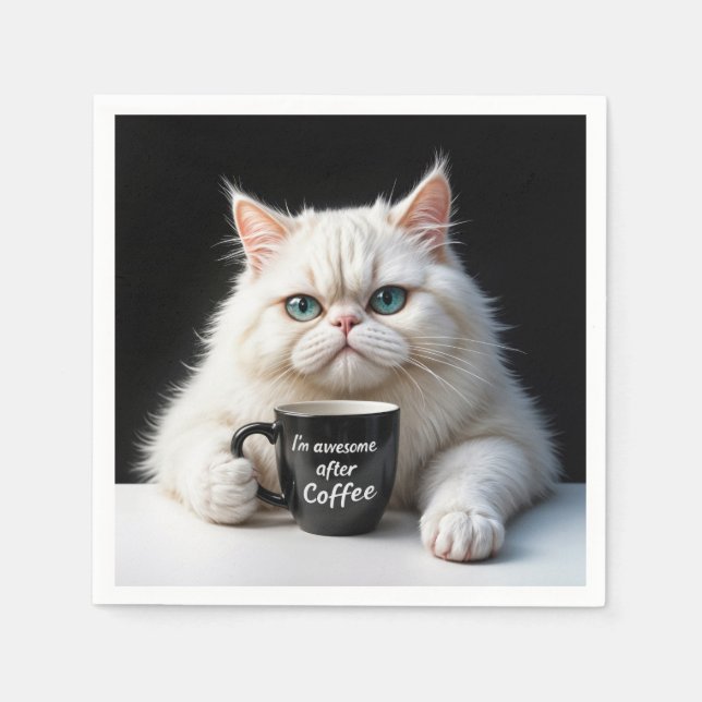 White Persian Cat Humor Napkins (Front)