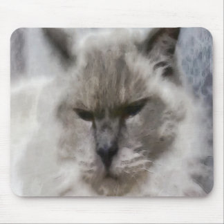 White Persian Cat In Watercolor Mouse Pad